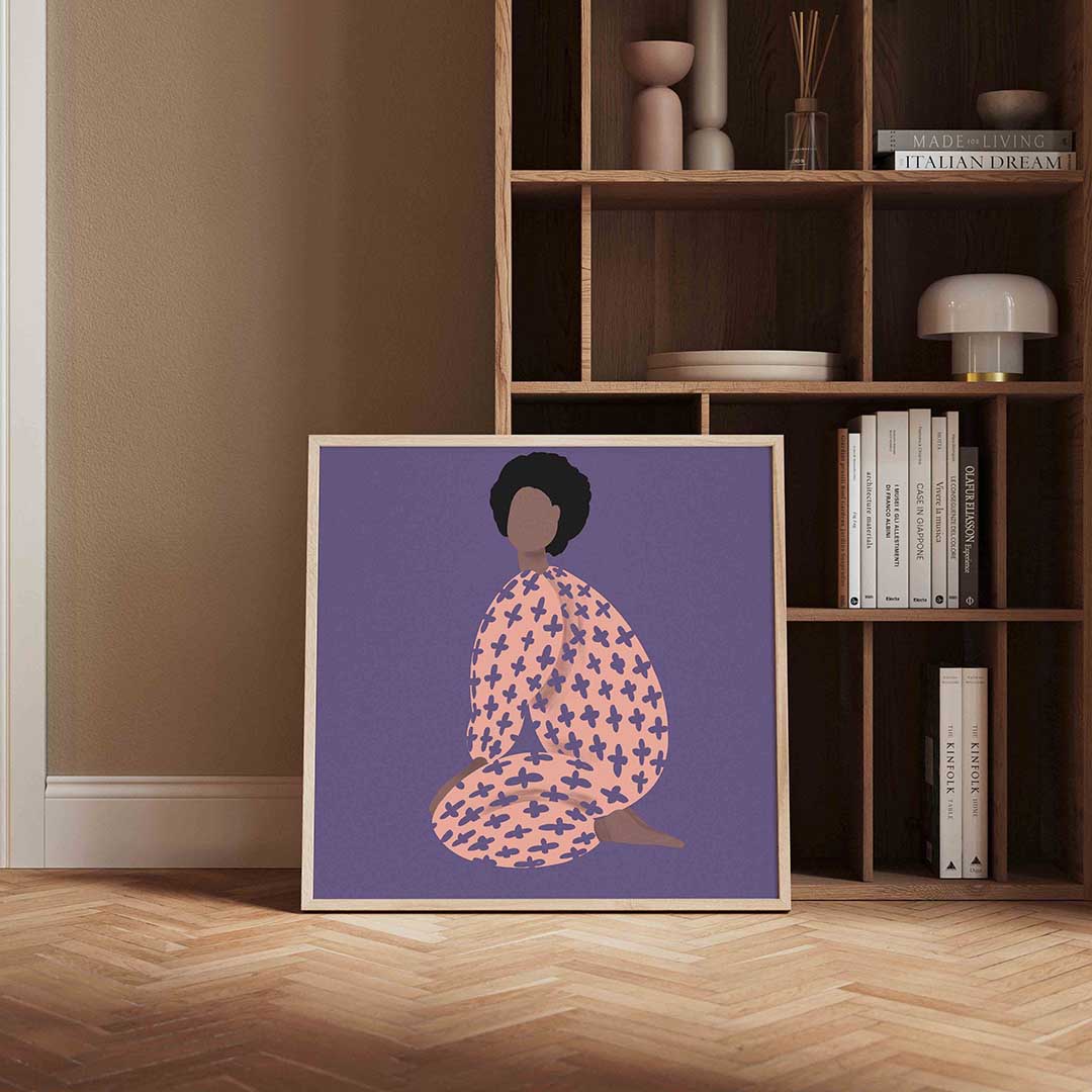 Zittende figuur met patroon – portret poster in vierkant formaat