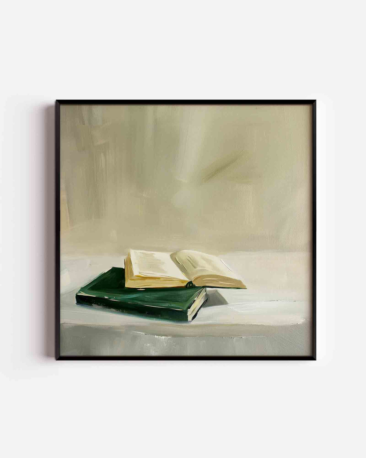 Open boek op tafel – design vierkante poster als wanddecoratie