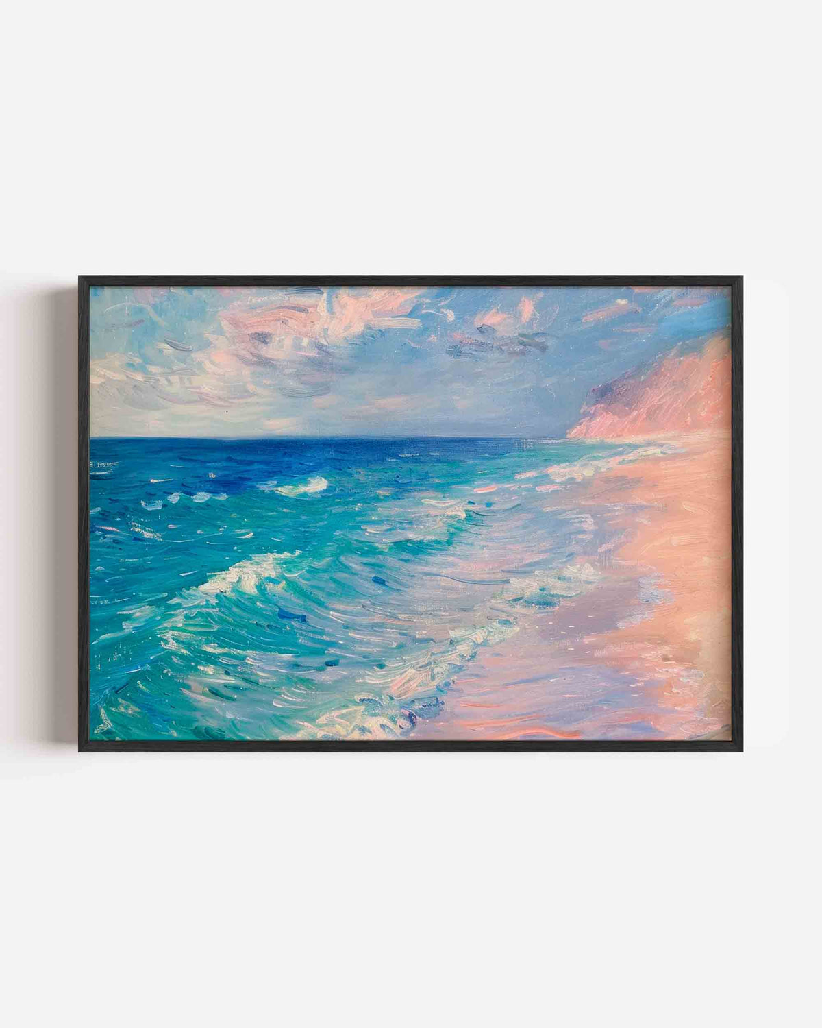 Zee en strand – kleurrijke abstracte landscape poster als wanddecoratie