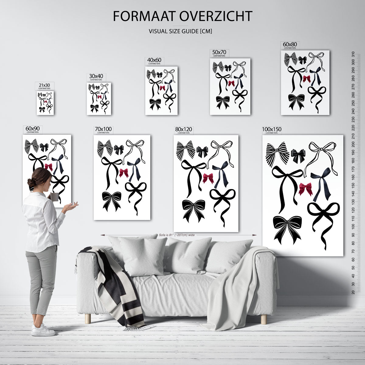 Verschillende strikken – staande muurposter in Pop Art stijl