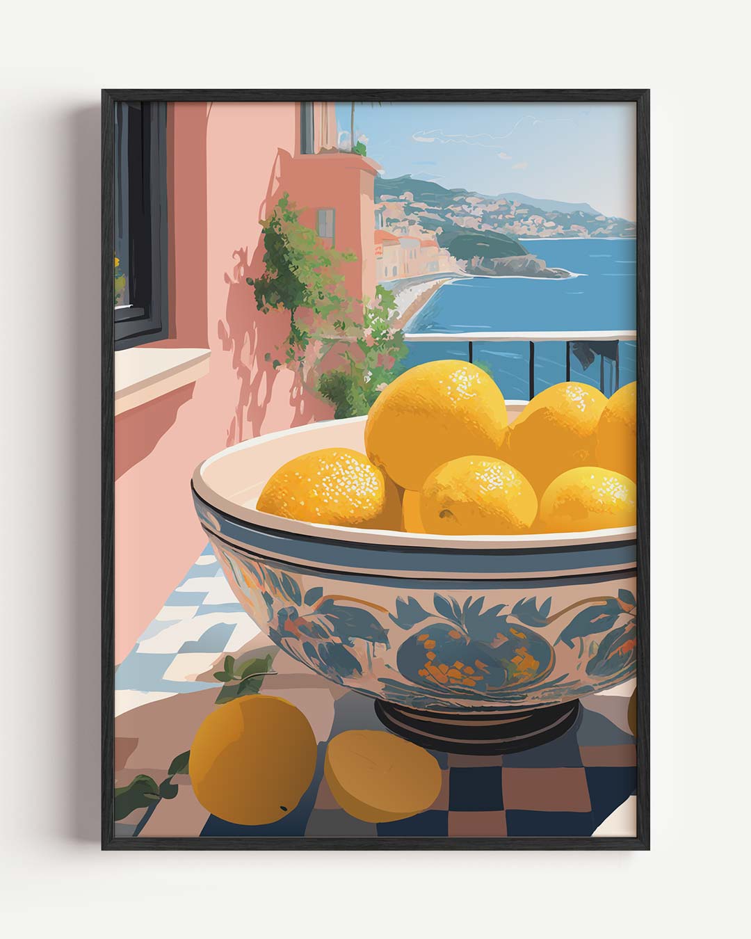Zonnige Citroenuitzicht – keuken portret poster als wanddecoratie