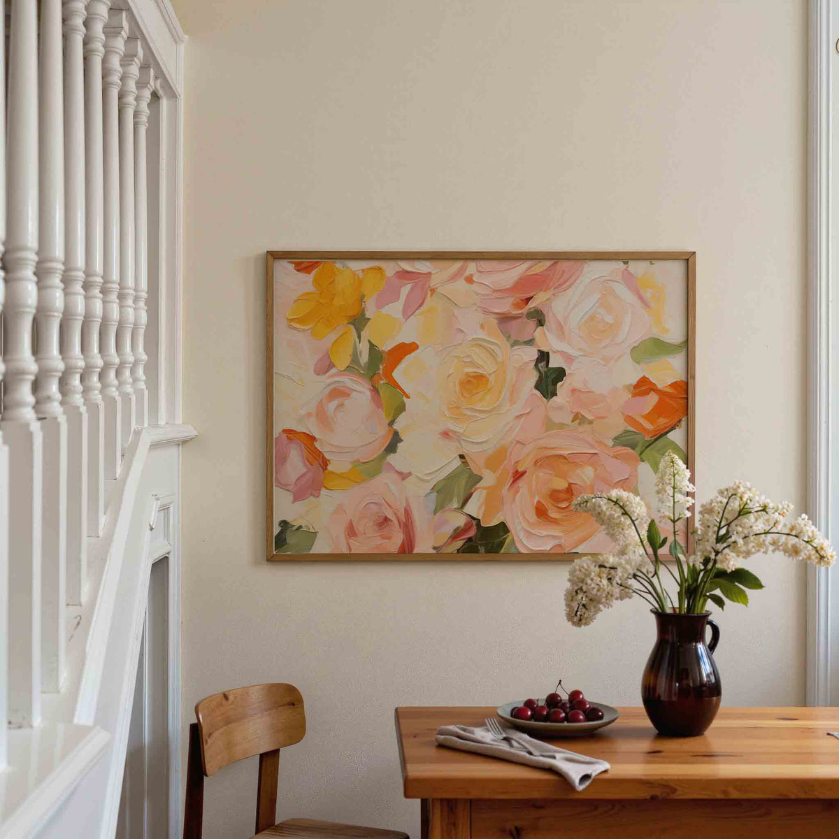 Bloemen in zachte tinten – botanische poster in liggend formaat