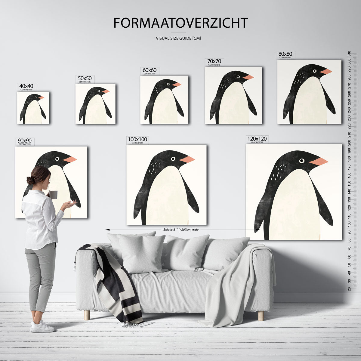 Pinguïn – vierkante muurposter voor de kinderkamer