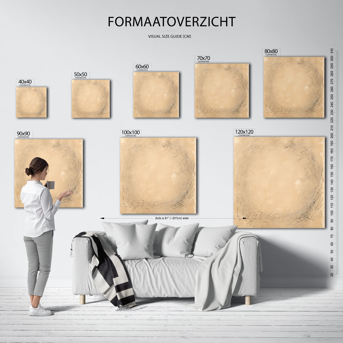 Abstracte cirkelvormige lijnen – vierkante muurposter met kleurrijke vormen