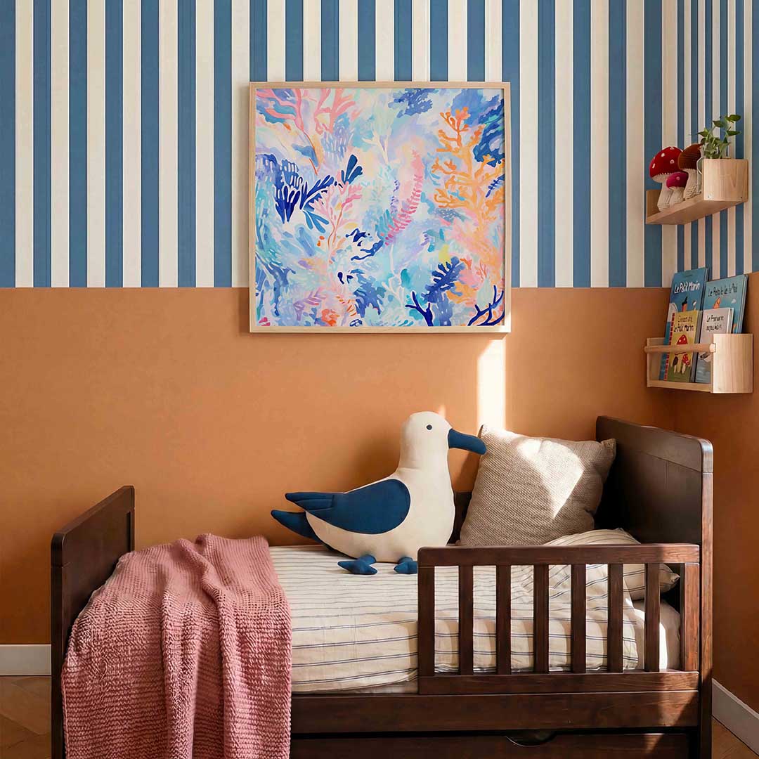 Abstracte bladeren – kids poster in vierkant formaat