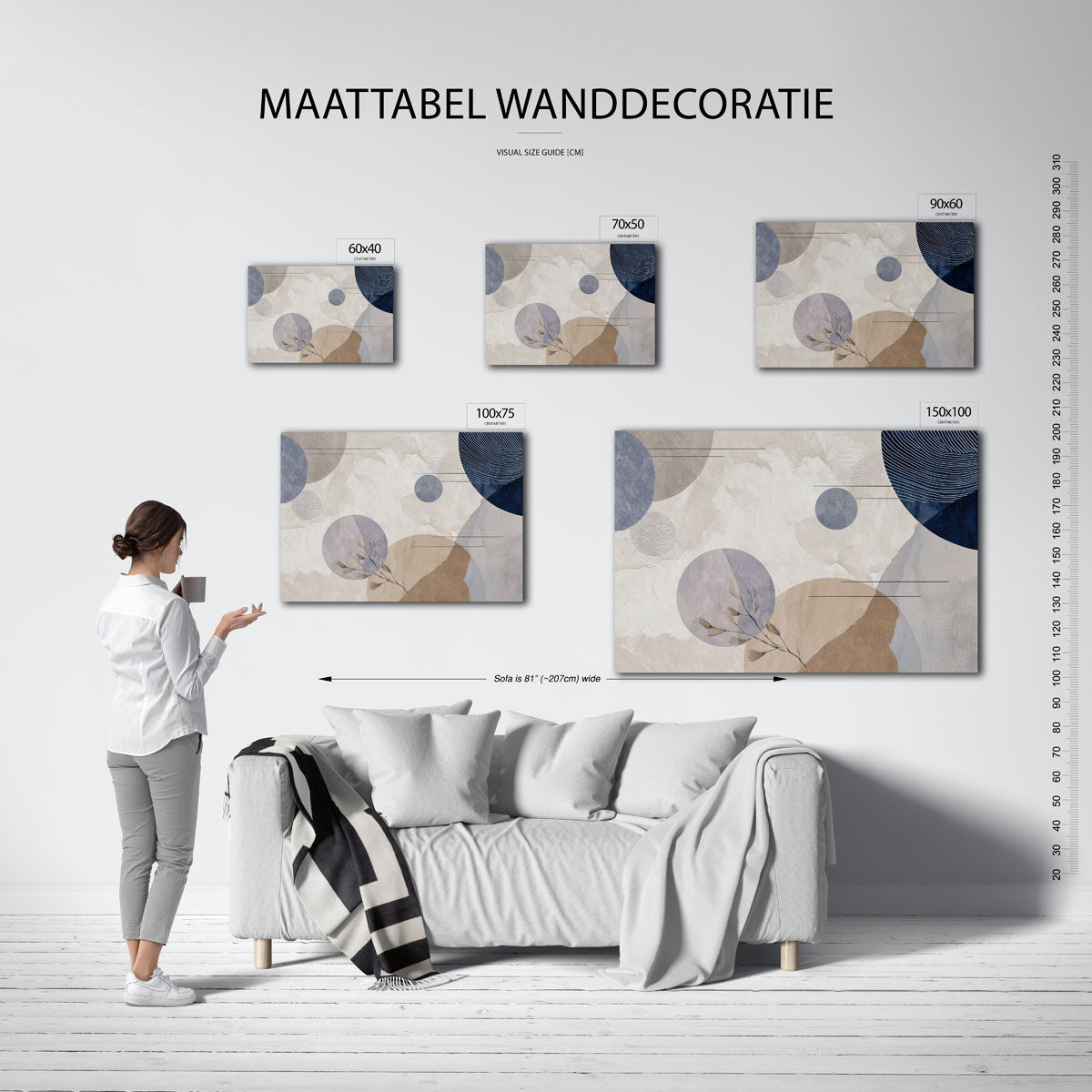 Geometrische vormen compositie – Harmonieuze – moderne liggende wandkunst