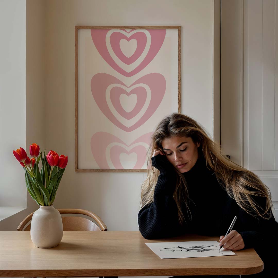 Romantische Hartjes – eigentijdse wandkunst als portret poster