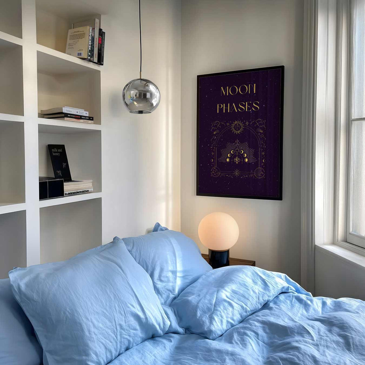 Magische Maanfasen – mindful poster als rustige wanddecoratie