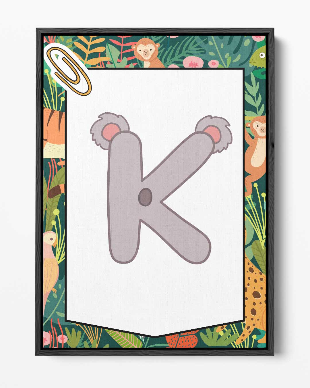 Speelse Koala Letter K – portret kunstwerk als wanddecoratie