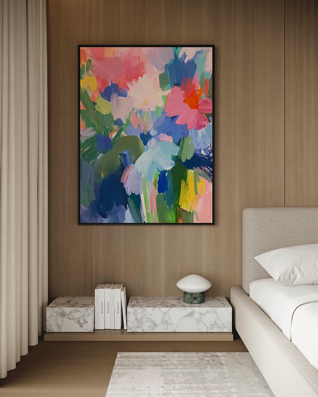 Kleurrijke bloemencompositie – staand wanddecoratie kunstwerk