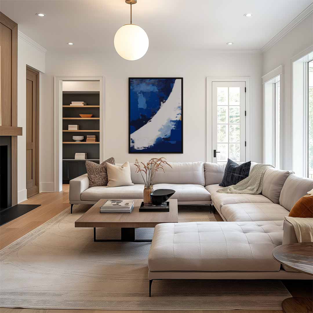 Golvende Blauw – staand kunstwerk voor modern interieur
