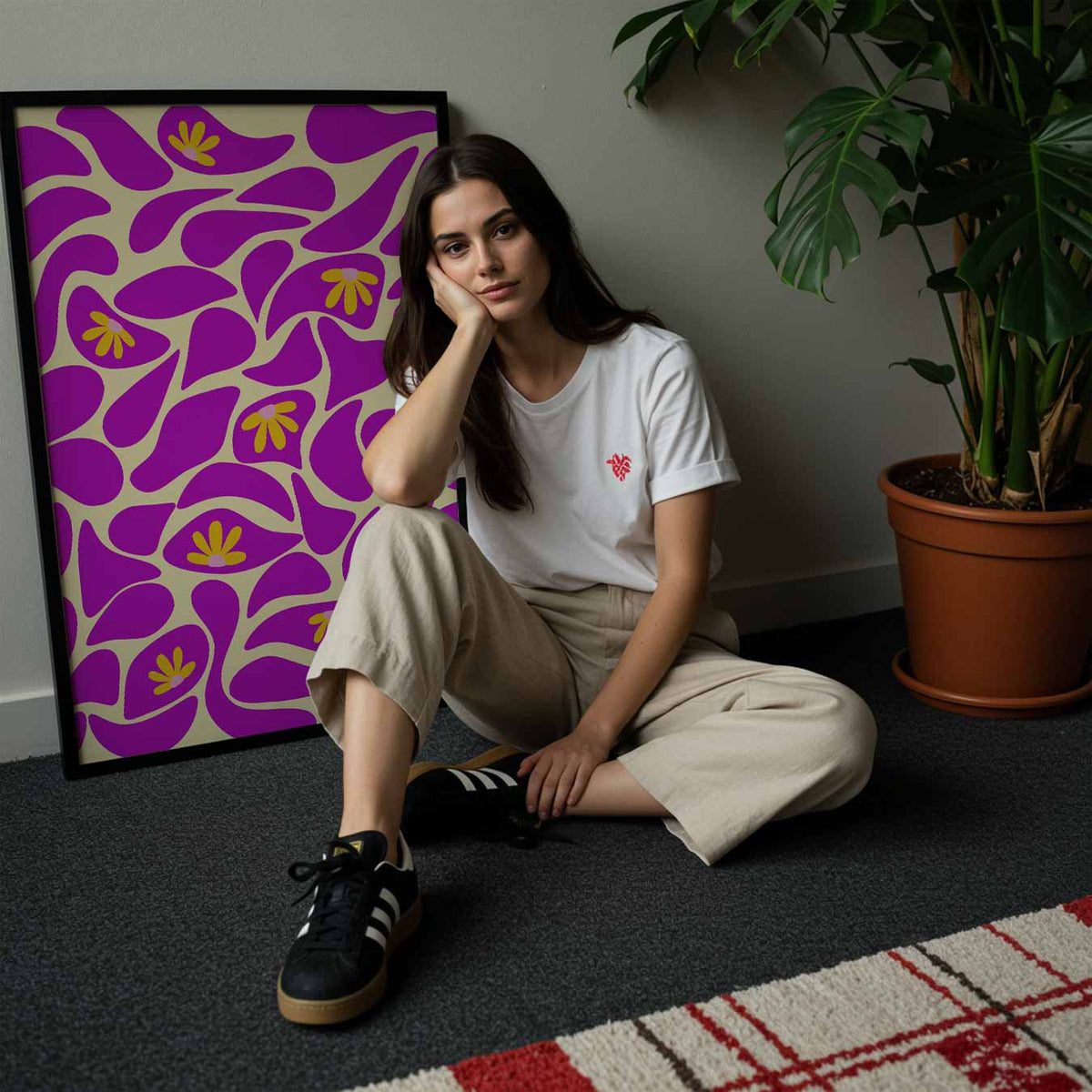 Bloemendroom Abstracte Kunst – staande muurposter met bloemen