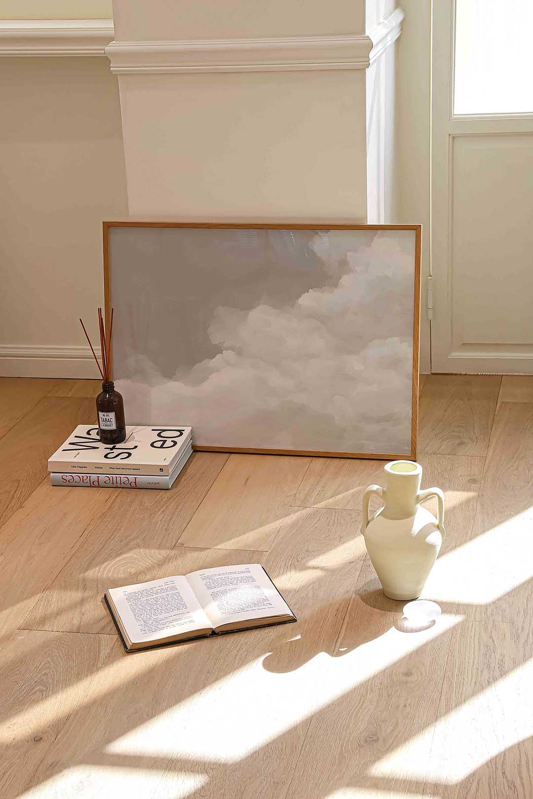 Wolkachtige vormen – liggende abstracte wanddecoratie van WallArtistic