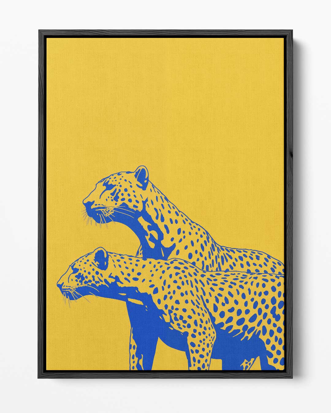 Elegante Cheetahs in Kleur – portret kunstwerk als wanddecoratie