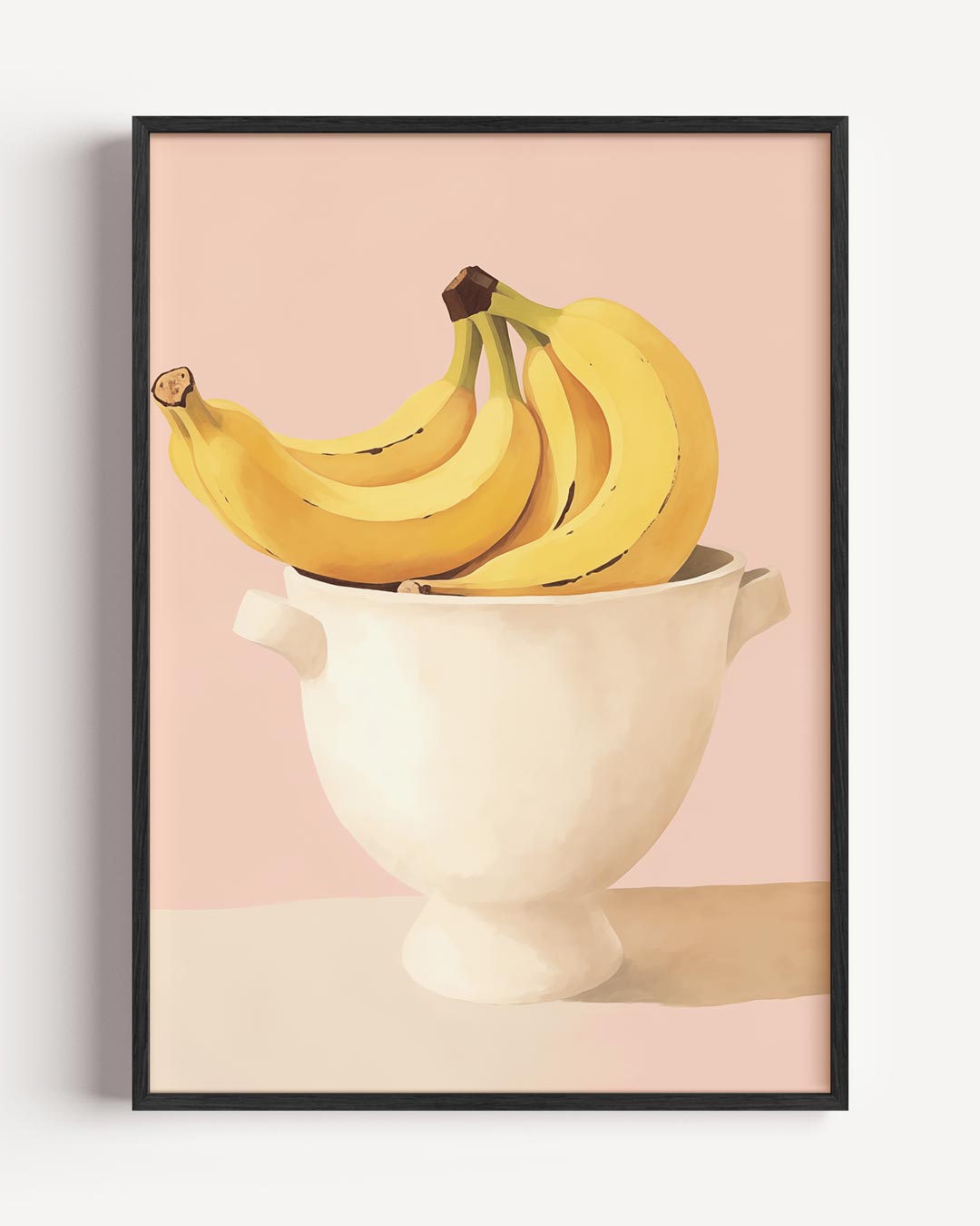 Stijlvolle Bananen op Pastelroze – zomer portret poster als wanddecoratie