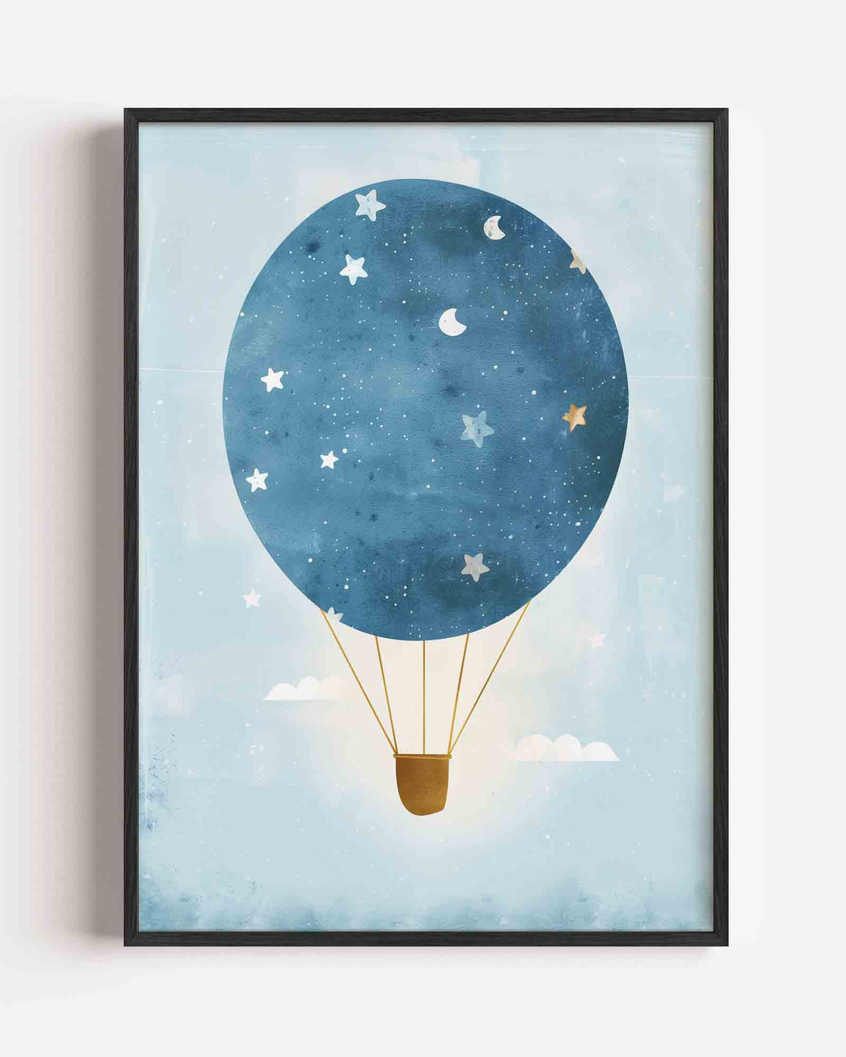 Luchtballon met sterren – kids portret poster als wanddecoratie