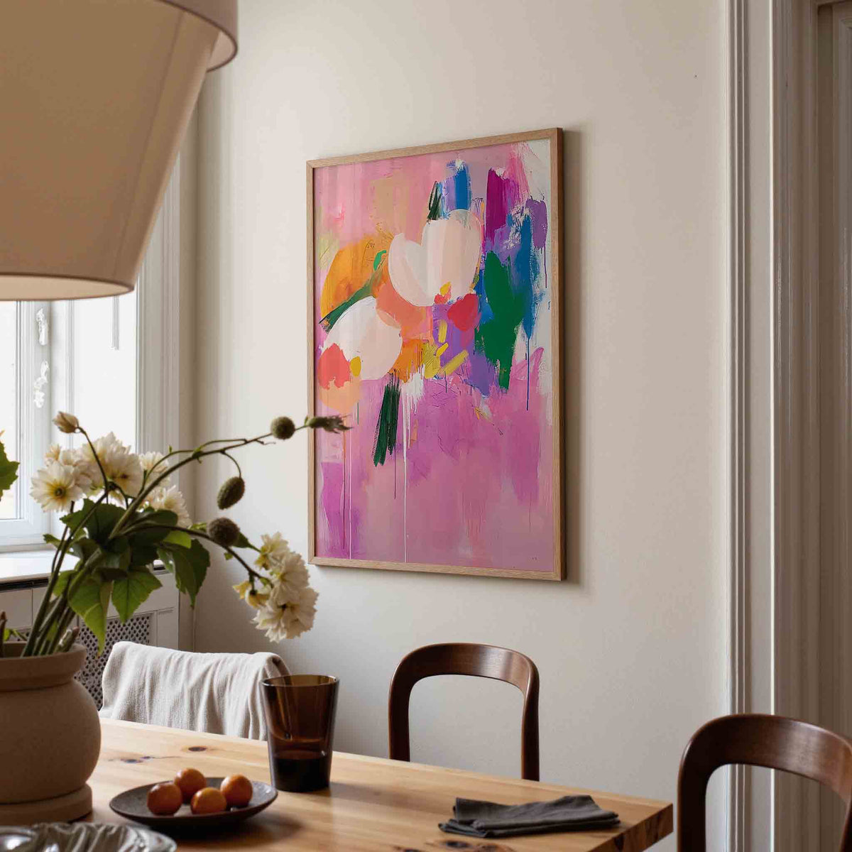 Bloemen en kleuren – eigentijdse illustratie poster in staand formaat
