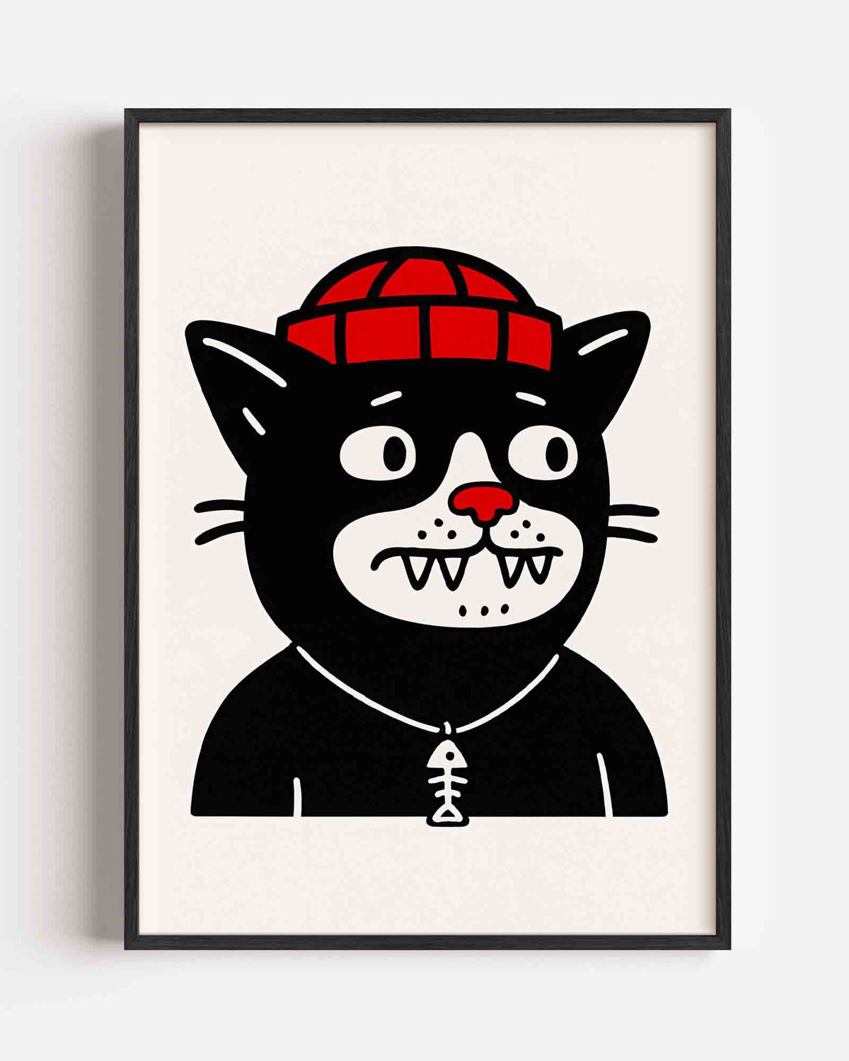 Kat met muts – Pop Art en Streetart portret poster als wanddecoratie