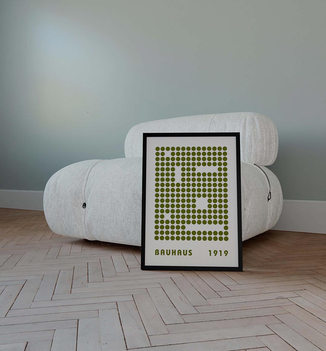 Puntpatroon en typografie – geometrische poster in Bauhaus-stijl van WallArtistic