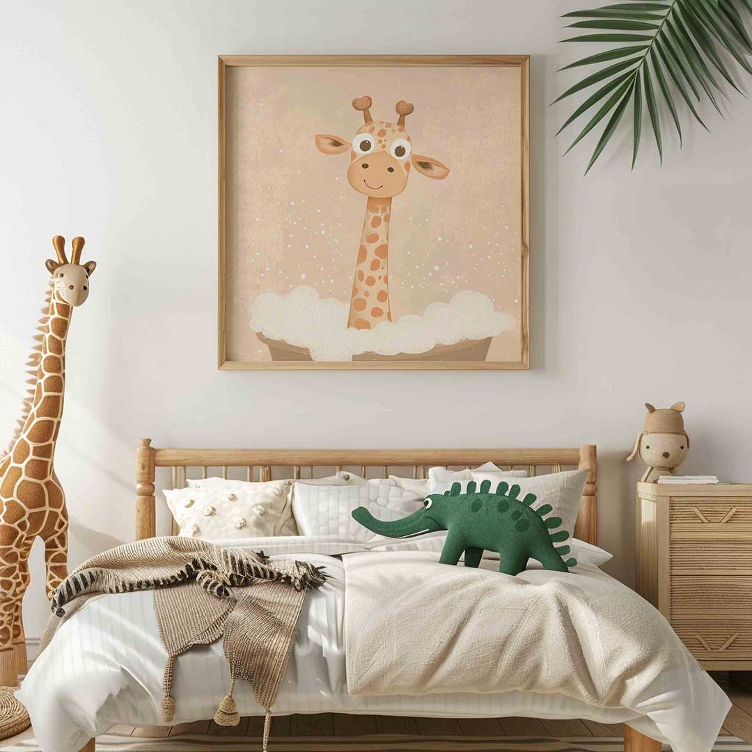 Schattige giraffe – vierkante kinderkamer wanddecoratie van WallArtistic