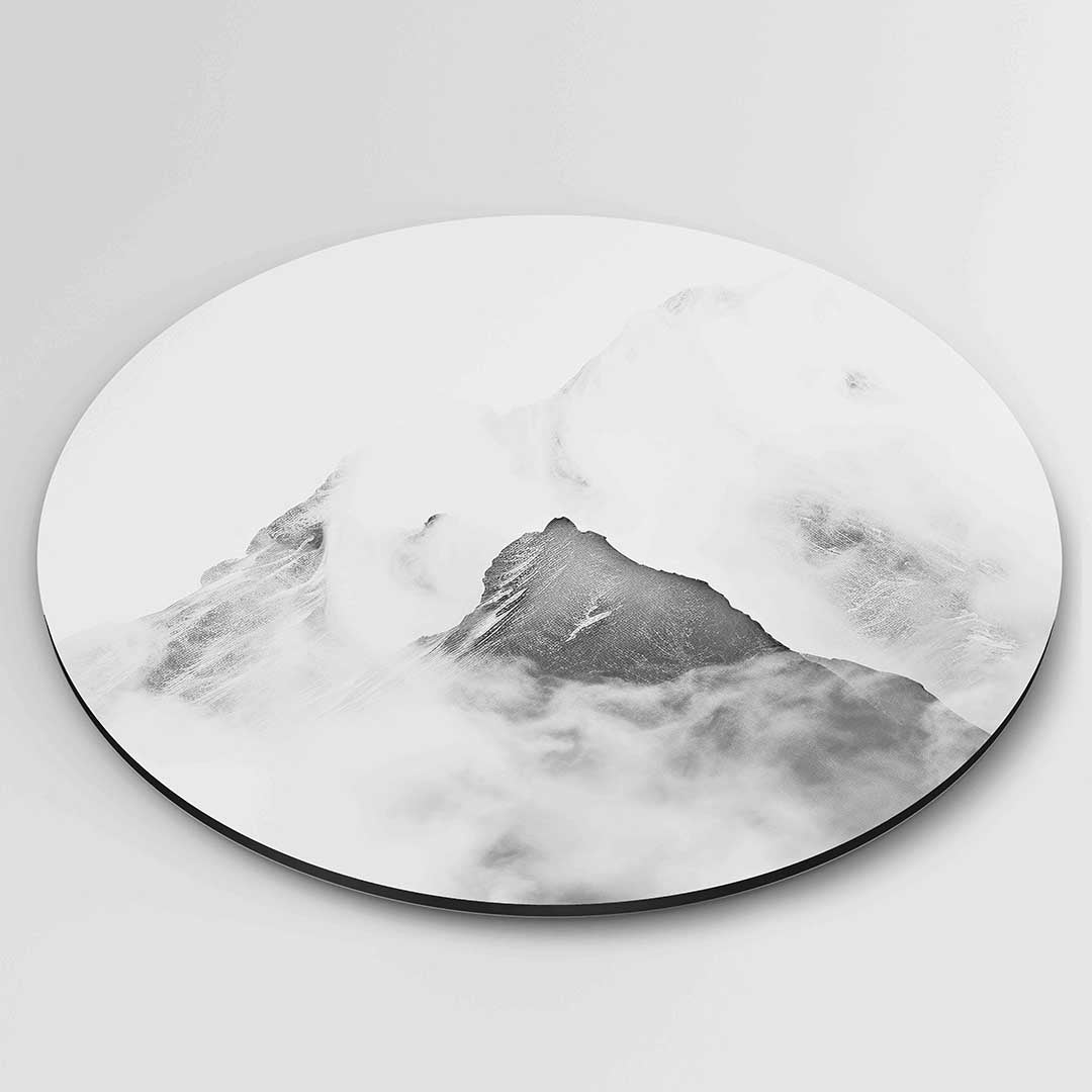 Berglandschap – ronde textuur wanddecoratie van WallArtistic