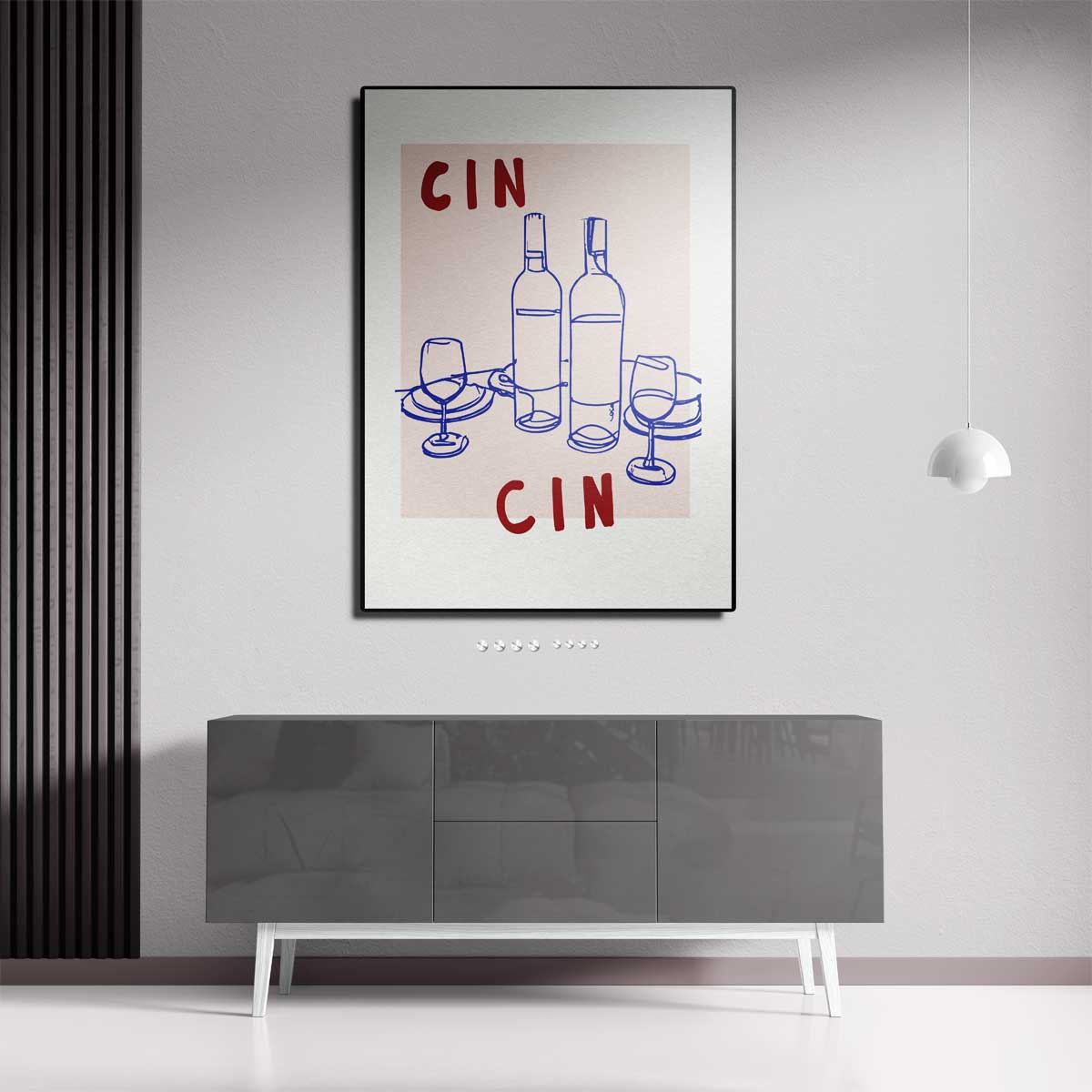 Wijntoast Illustratie – staande wandkunst voor woonkamer of interieur