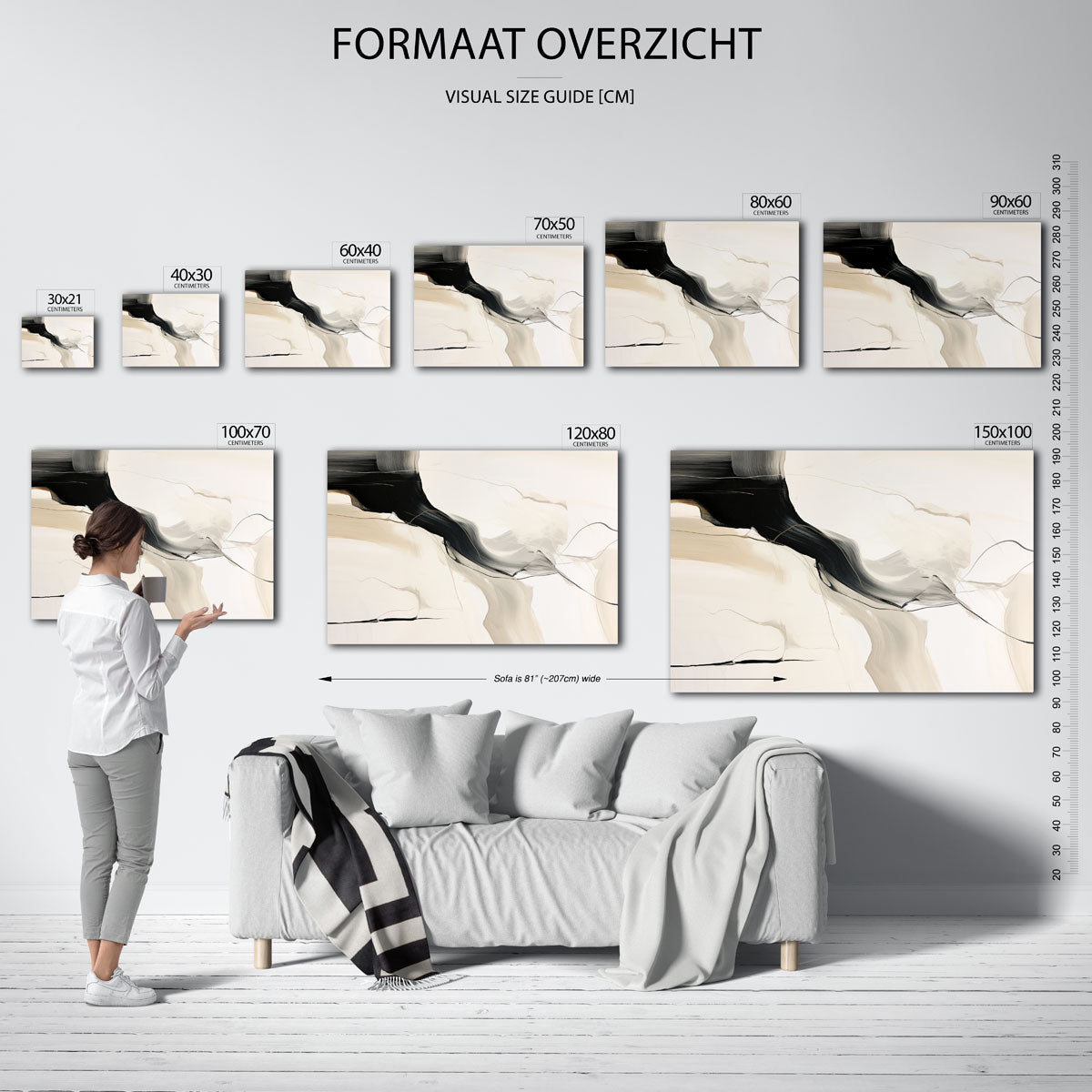Abstracte lijnen – liggende muurposter met abstracte vormen