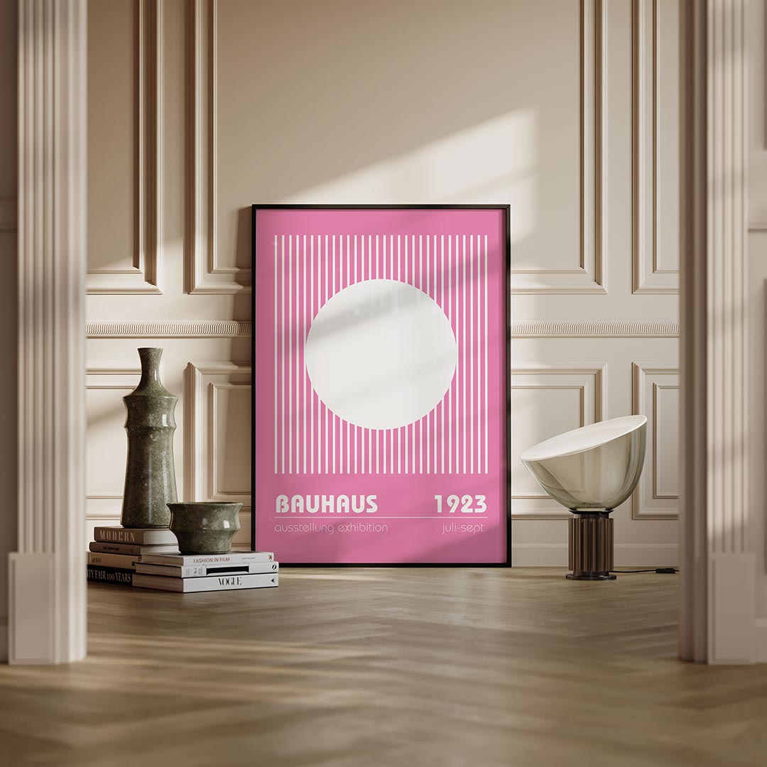 Lijnen en cirkel – moderne Bauhaus wandkunst als poster