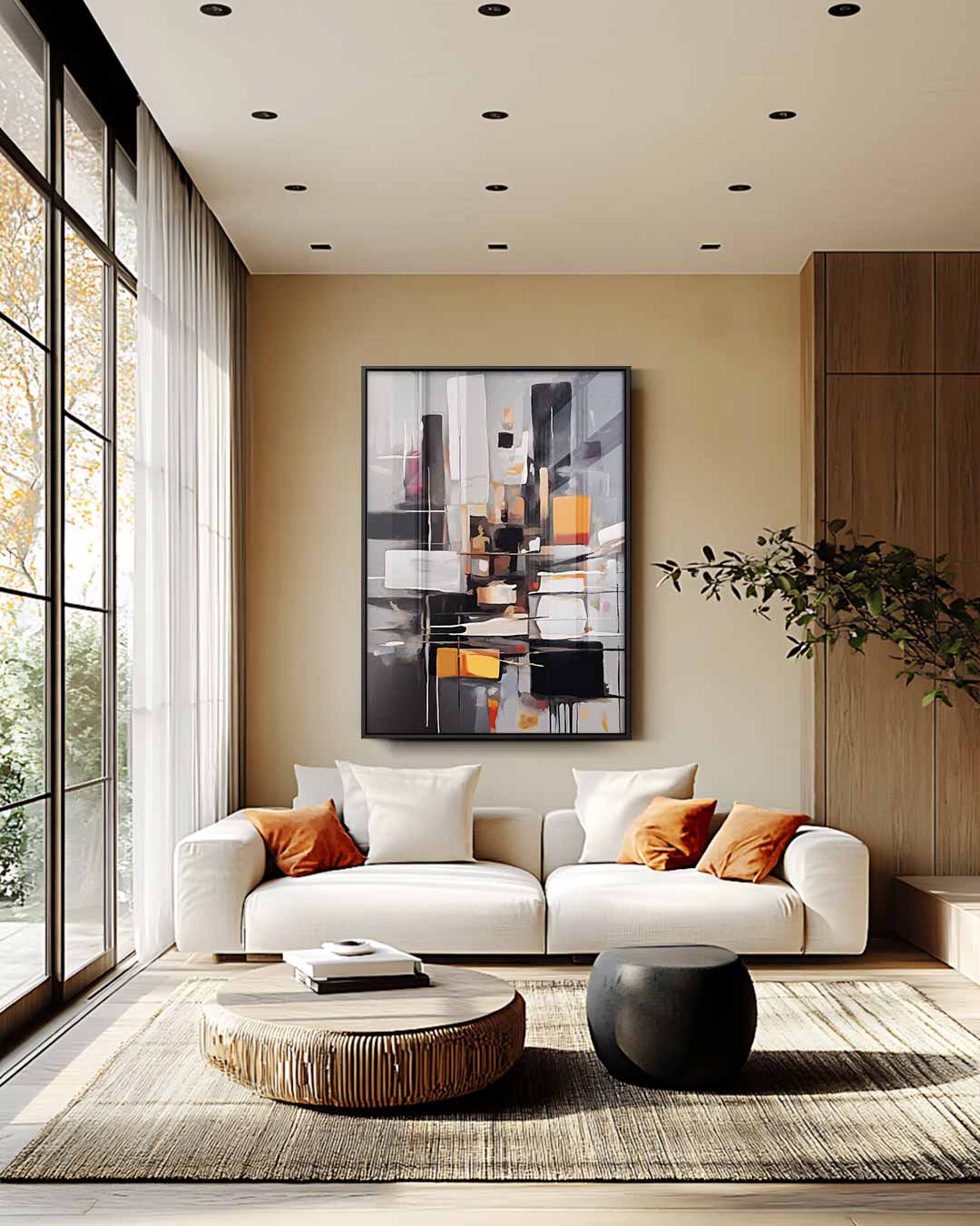 Abstract Stadsleven Schilderij – staande wandkunst voor woonkamer of interieur