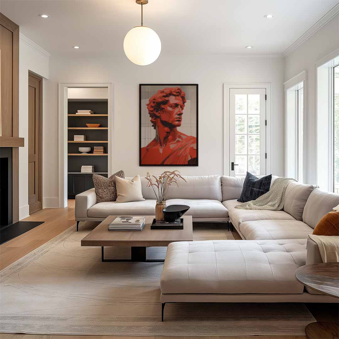 Rood Portret van David – canvas wanddecoratie in portret formaat