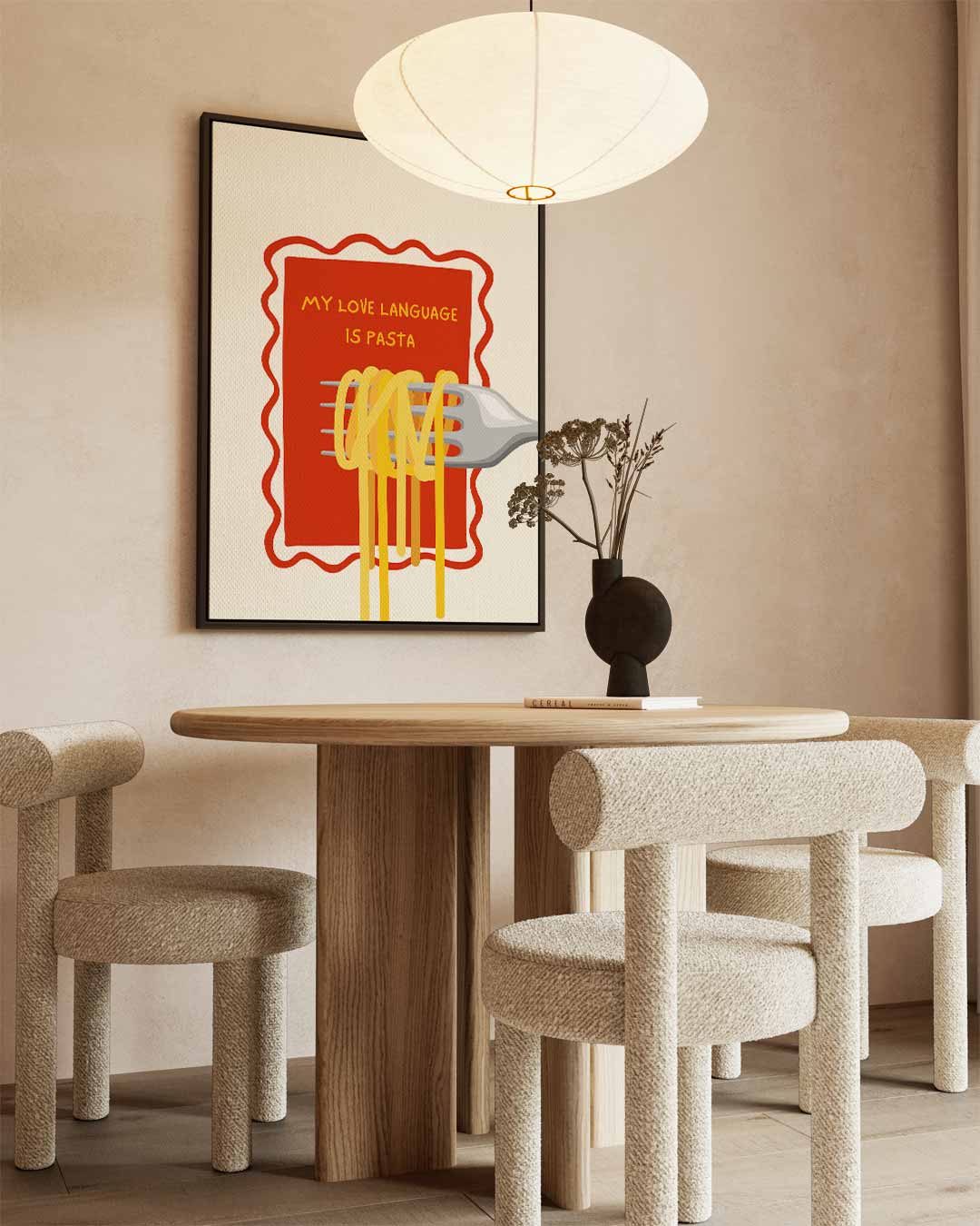 Pasta Liefde Teken – canvas wanddecoratie in portret formaat