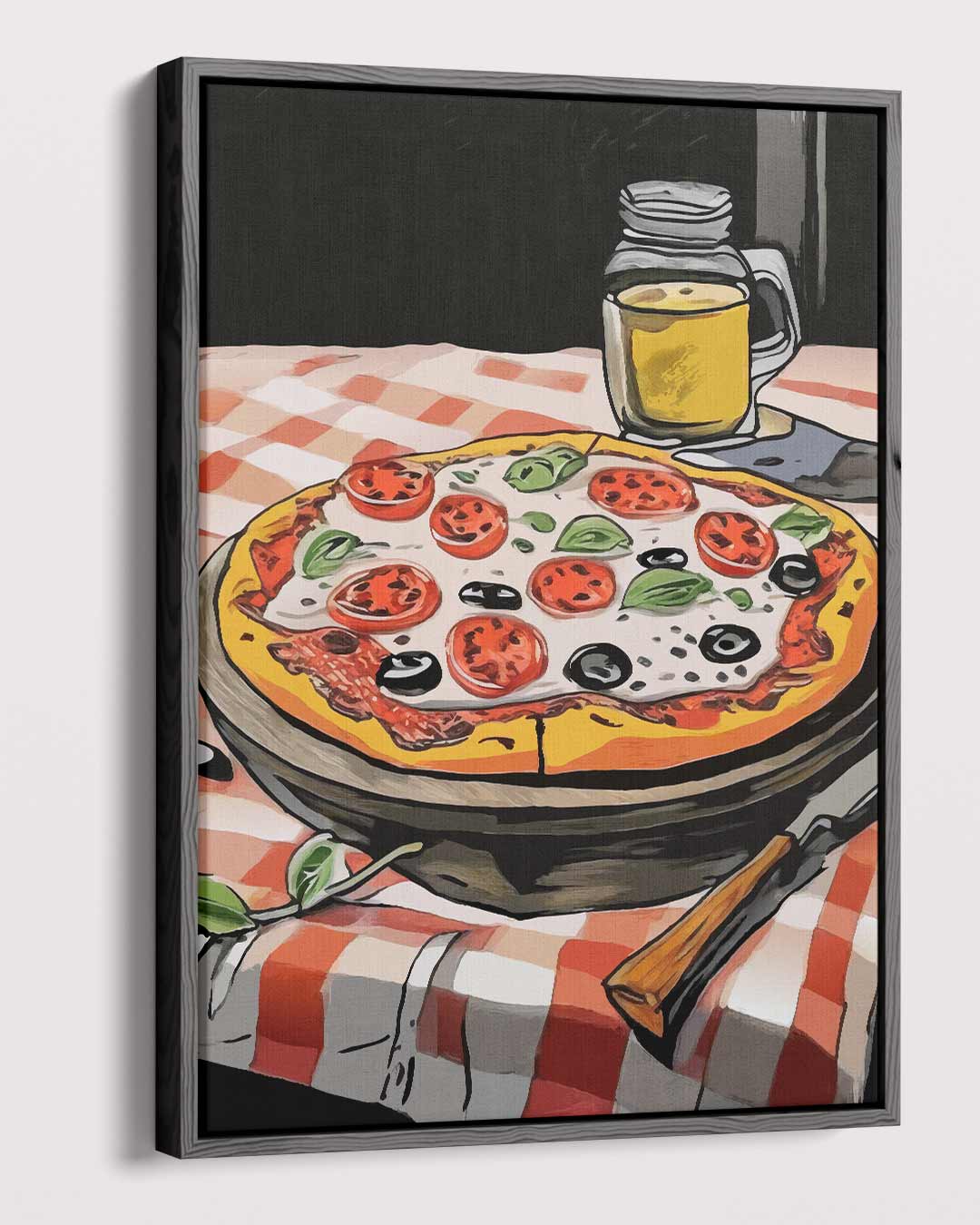 Pizza en Bier Avond – modern portret kunstwerk van WallArtistic