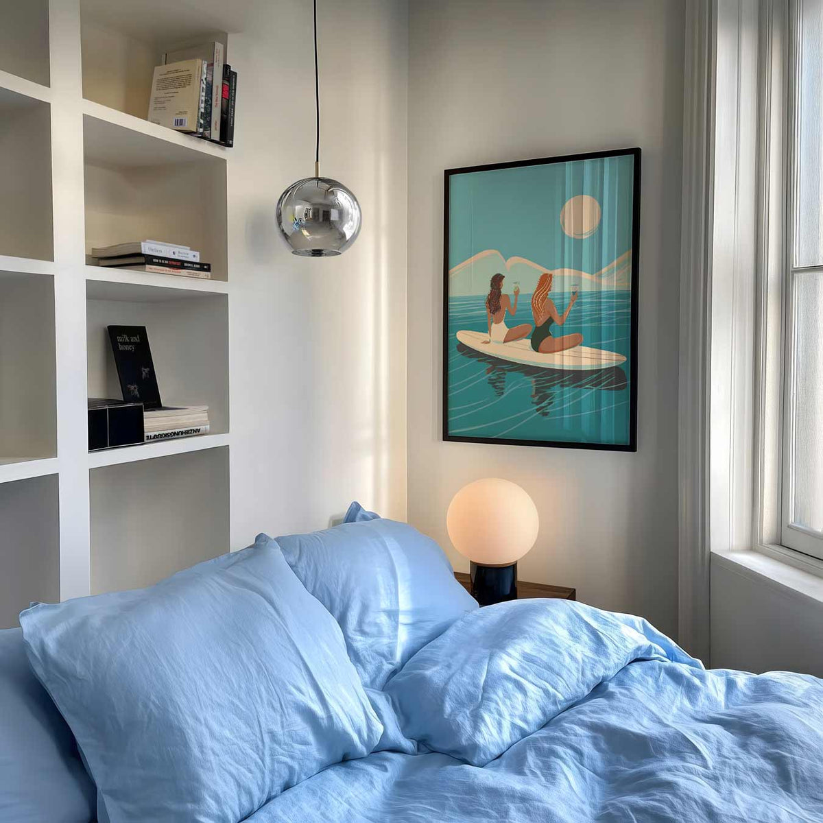 Zonsondergang op het Water – dierenposter als moderne staande wanddecoratie