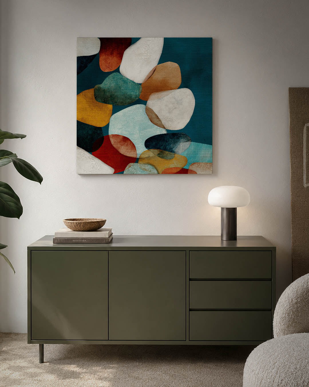 Organische vormen compositie kunstwerk – detailweergave – dit werk toont een verzameling overlappende, organische vormen in