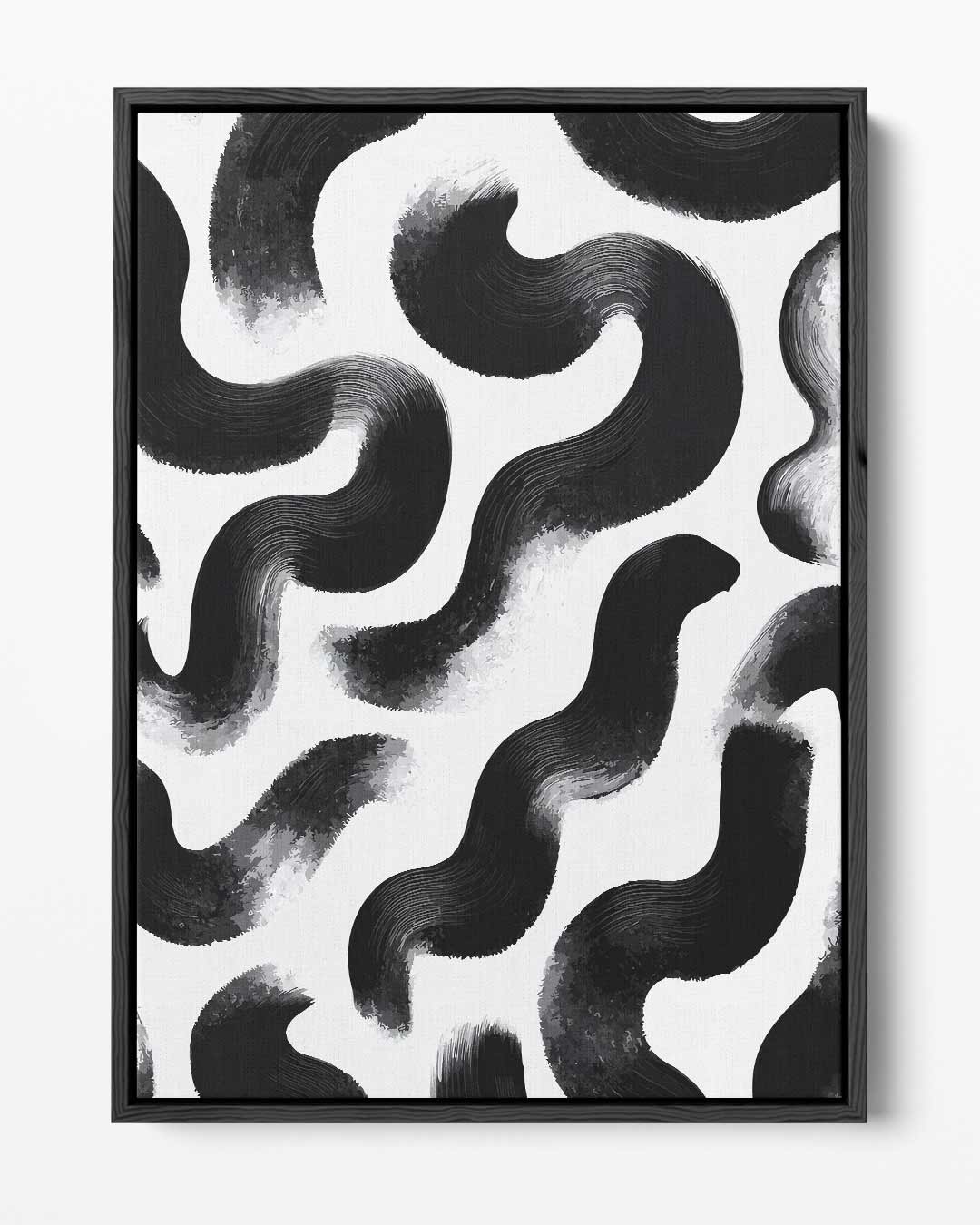 Abstracte Zwart-witte Kronkels – portret kunstwerk als wanddecoratie