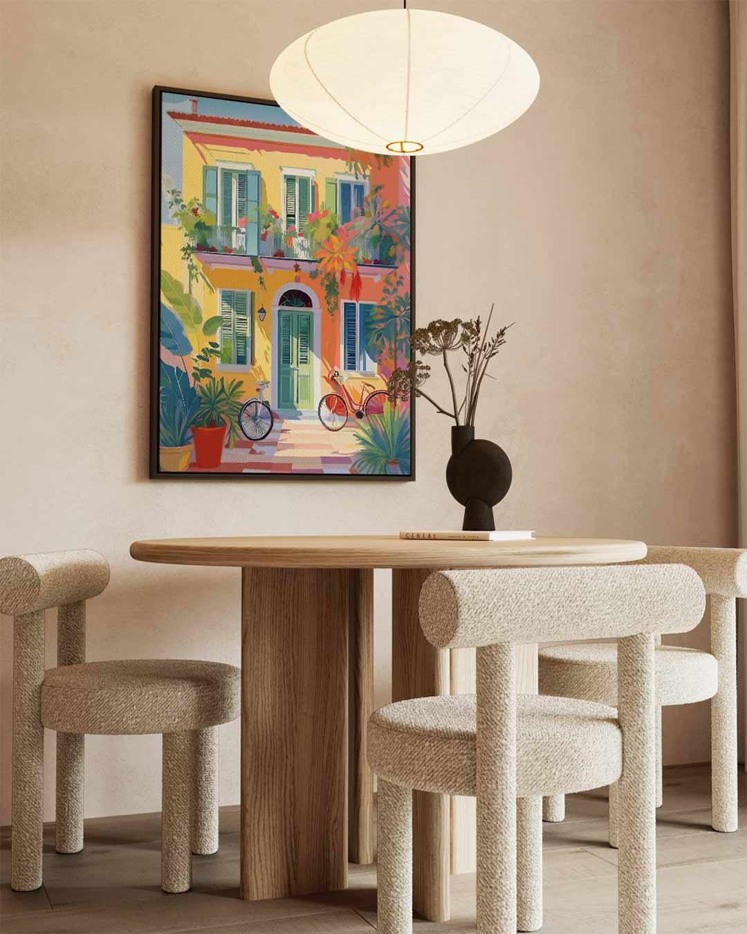 Zonnige Mediterrane Gevel – dibond wanddecoratie in staand formaat