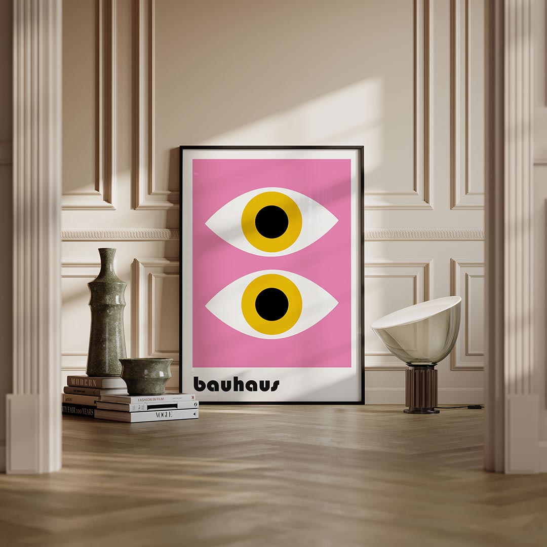 Oogvormen en kleur – moderne Bauhaus wandkunst als poster