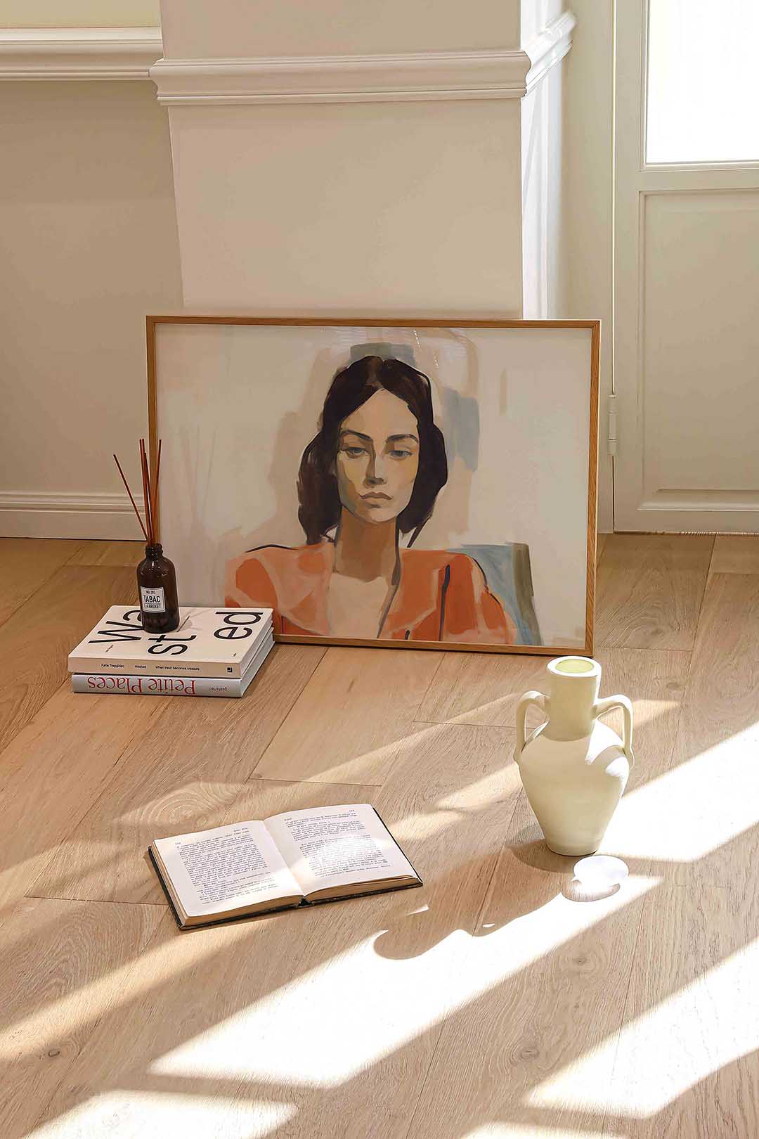 Vrouwelijk portret – liggende portret wanddecoratie van WallArtistic