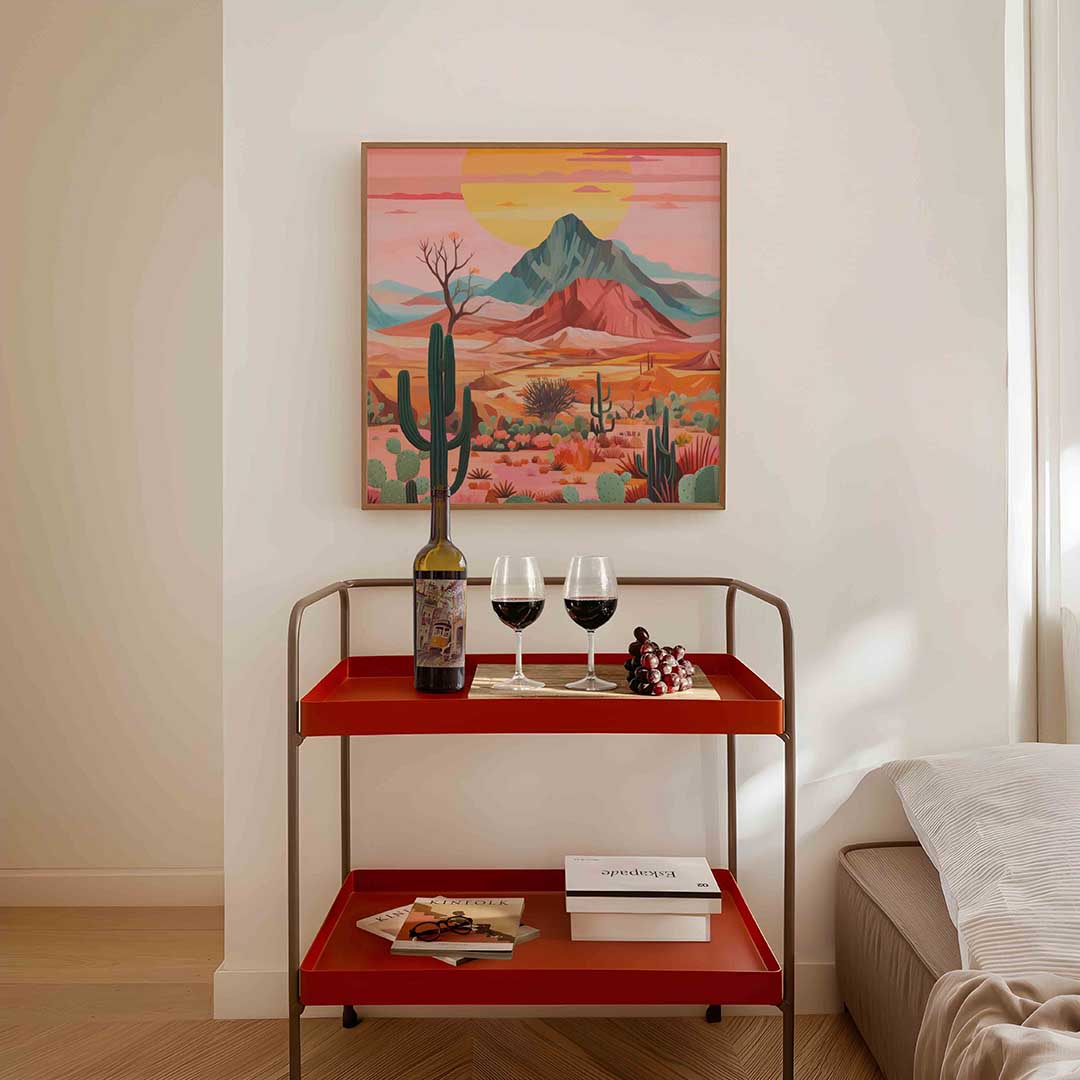 Woestijnlandschap – vierkante keuken wanddecoratie van WallArtistic