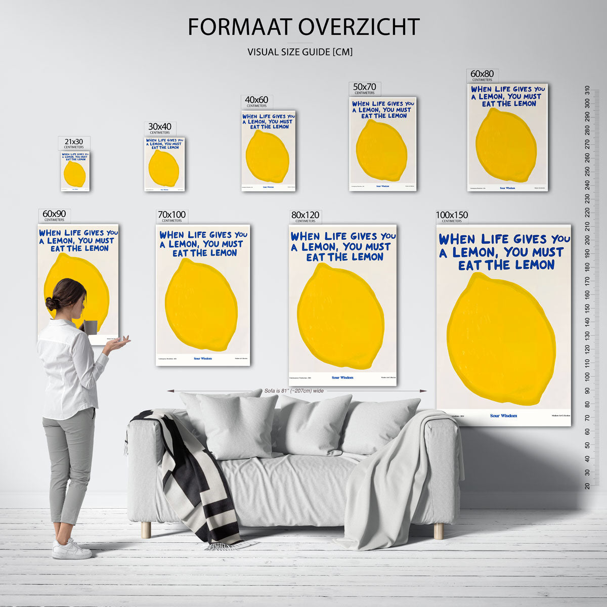 Citroen en tekst – staande muurposter met Pop Art uitstraling