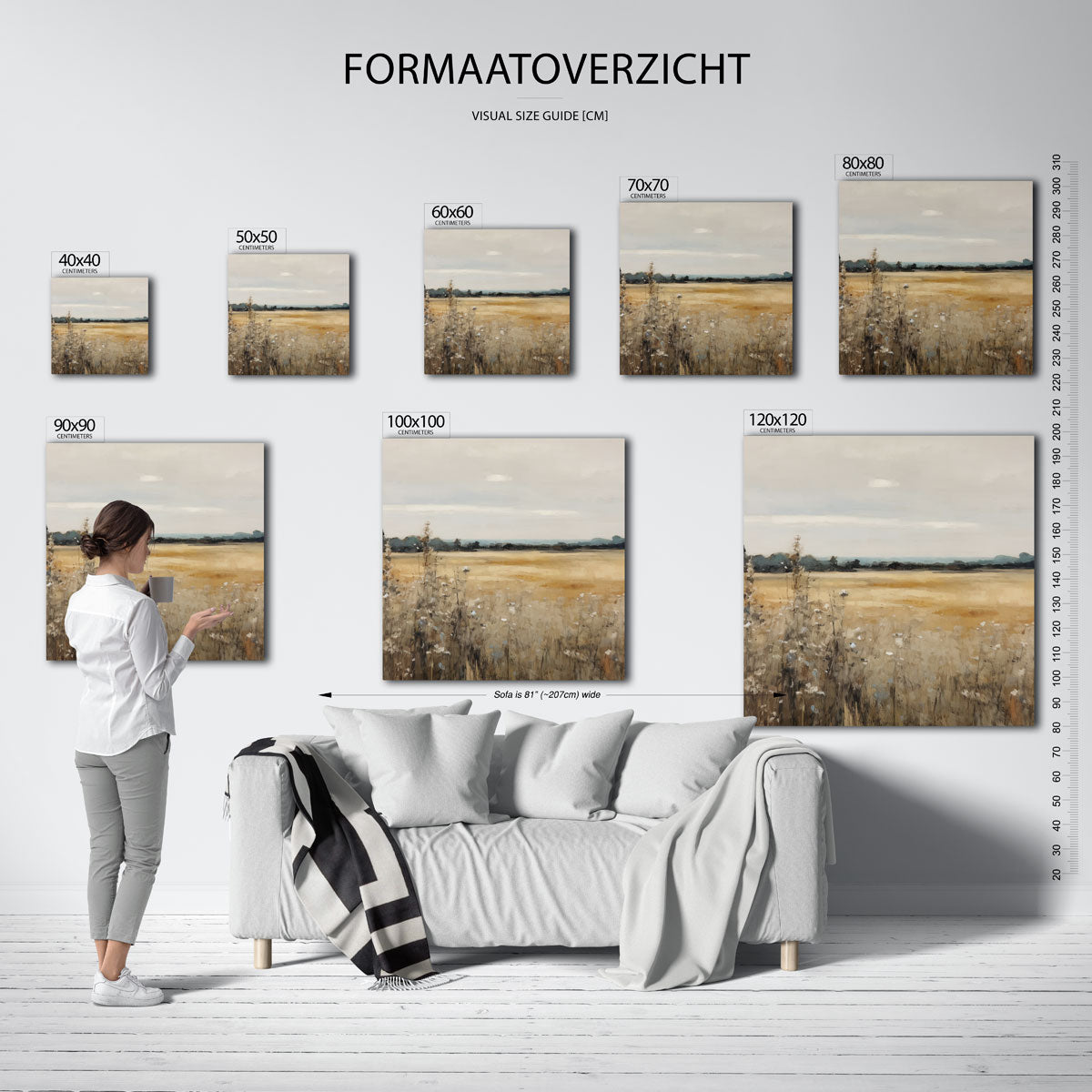 Landschap met veld – vierkante muurposter met vintage uitstraling