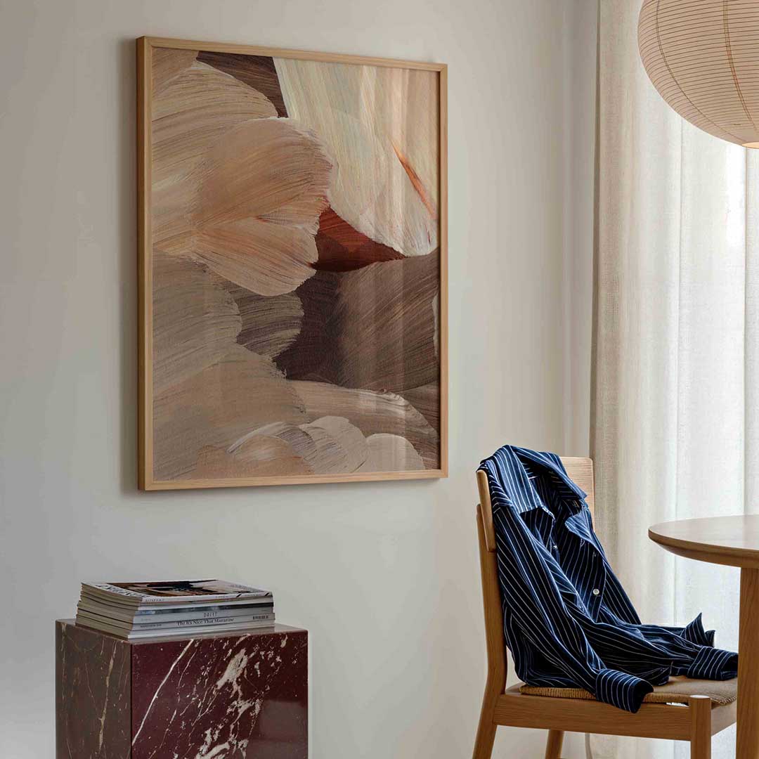 Abstracte penseelstreken – artistieke poster in staand formaat