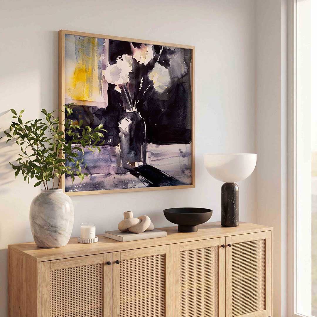 Bloemen in vaas – illustratie poster in vierkant formaat