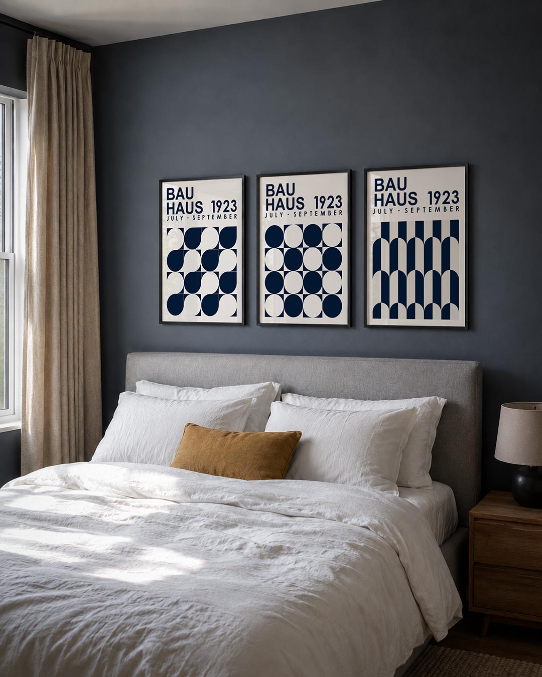 Vorm en ritme posterset – derde productweergave – deze posterset in drie delen toont een speelse wisselwerking van halve