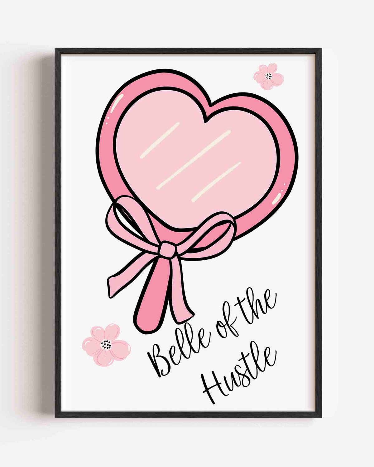 Roze hart met strik – Pop Art portret poster als wanddecoratie