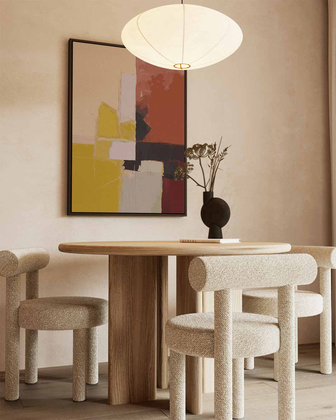 Abstracte Kleurenharmonie – kunstwerk met zwarte baklijst
