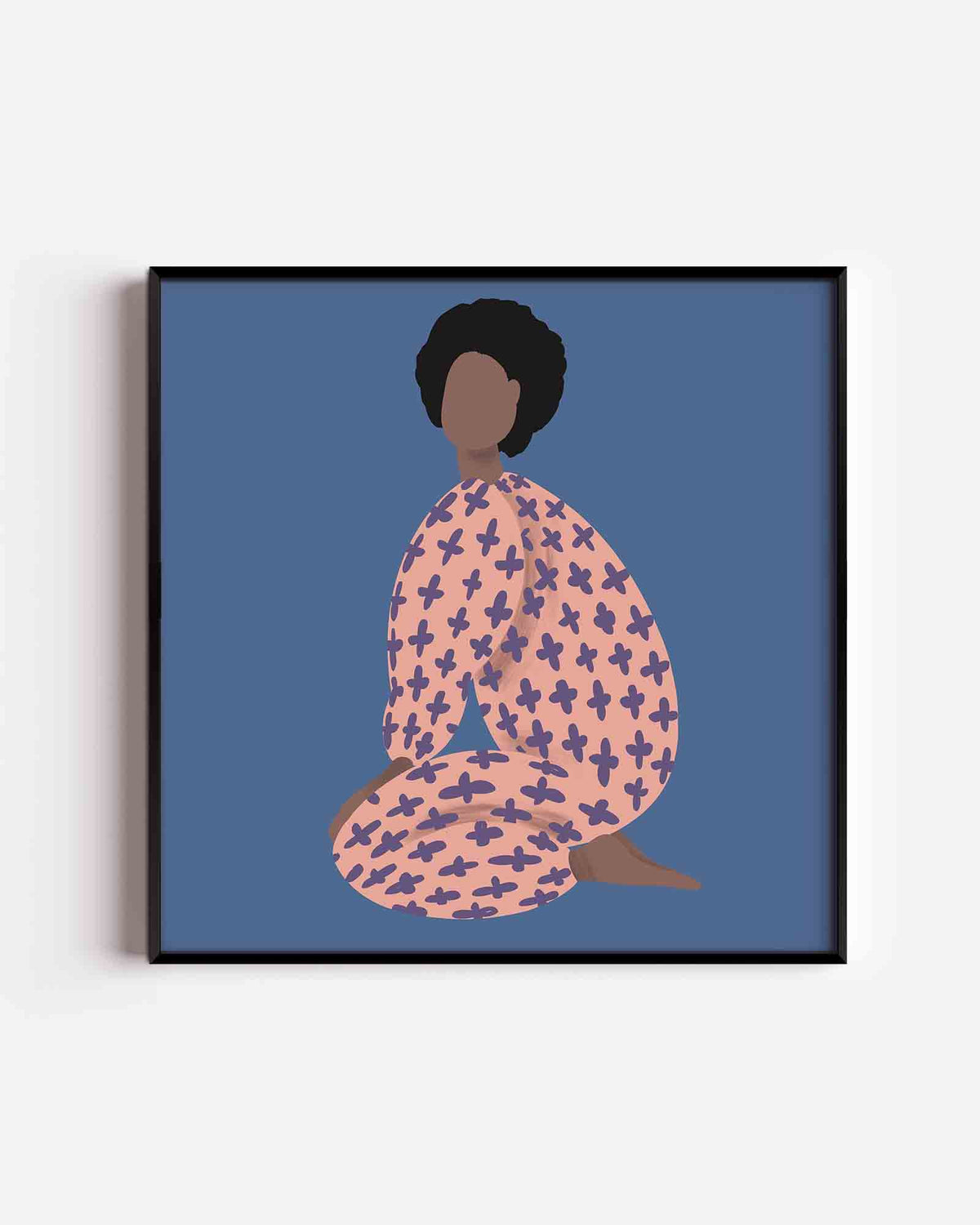 Zittende figuur met patroon – vrouwelijk portret als vierkante poster