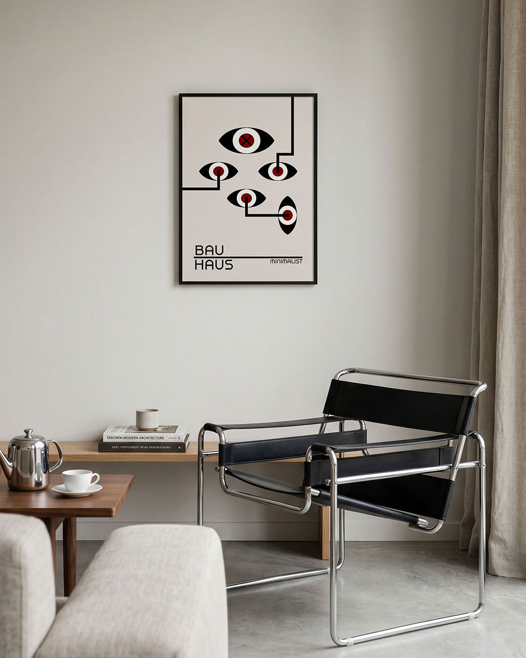 Oogvormen en lijnen – geometrische Bauhaus poster in staand formaat