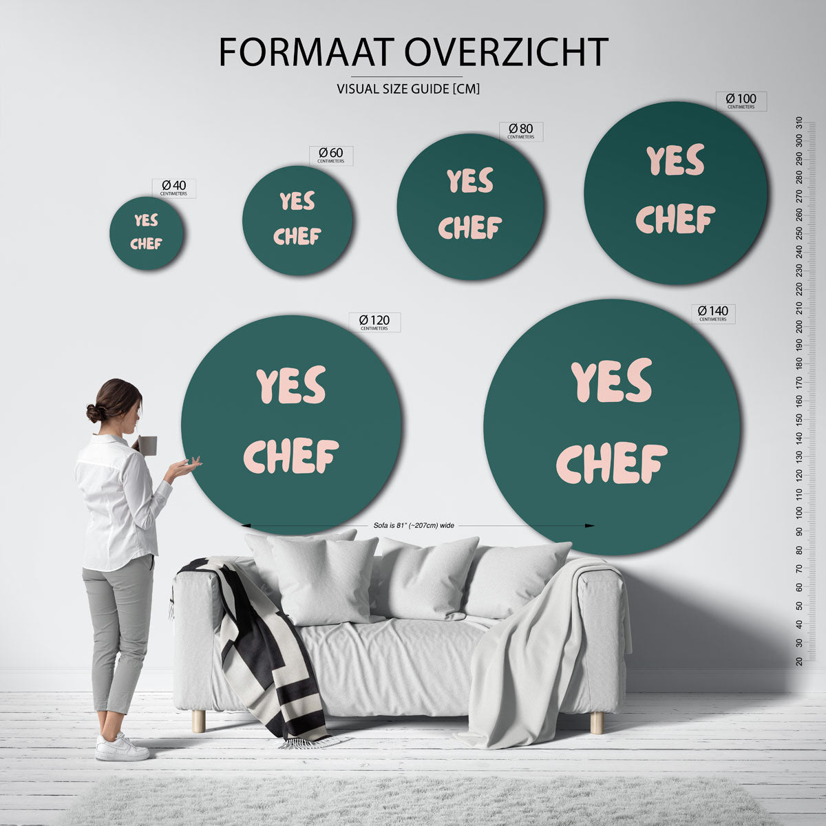 Yes chef – kleurrijke ronde muurdecoratie in Pop Art stijl