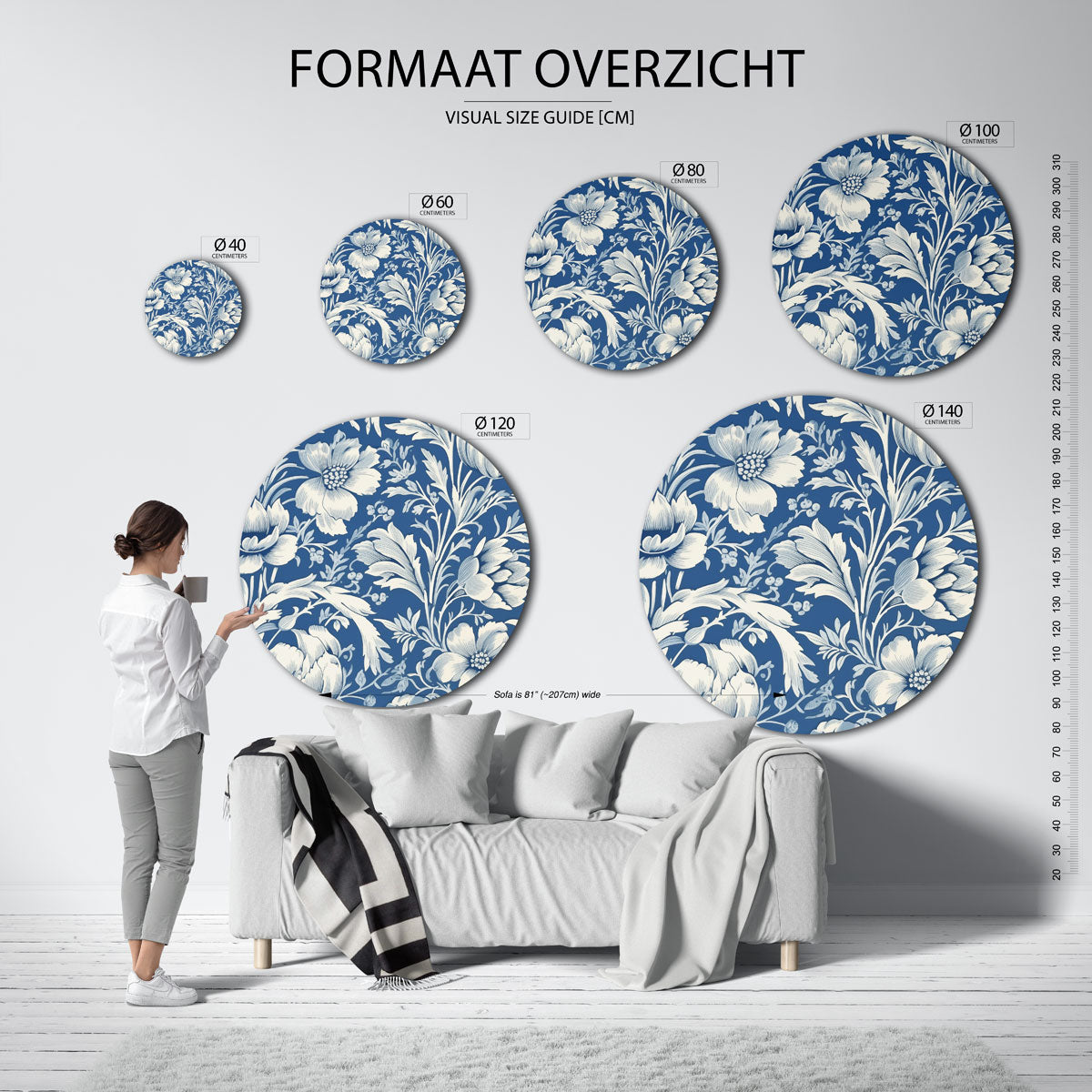 Bloemenpatroon – abstracte wandkunst als muurcirkel van WallArtistic
